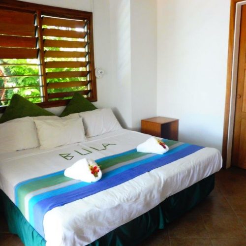 The main bedroom of a Bayview Garden Villa at Daku Resort, Savusavu.