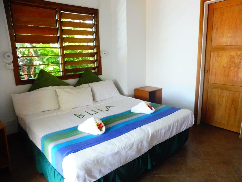 The main bedroom of a Bayview Garden Villa at Daku Resort, Savusavu.