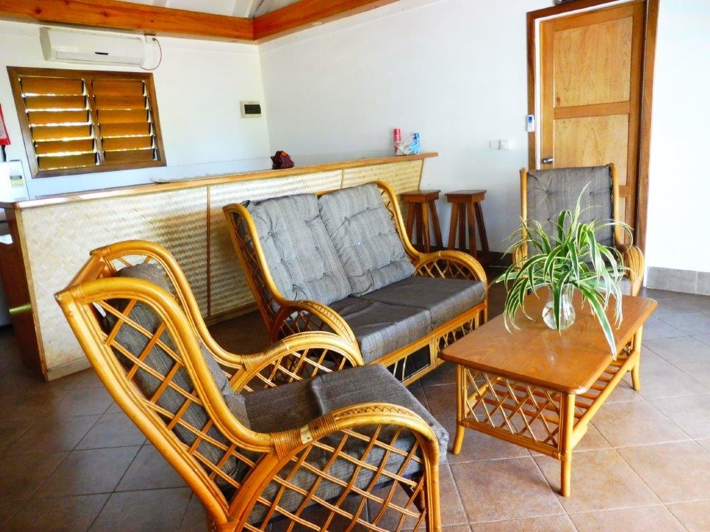 The main lounge of a Bayview Garden Villa at Daku Resort, Savusavu.