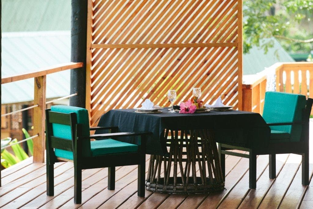 The outdoor sitting area of Villa Hazel at Daku Resort, Savusavu.