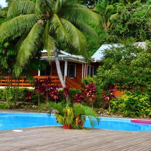The exterior of the Pool House at Daku Resort, Savusavu.