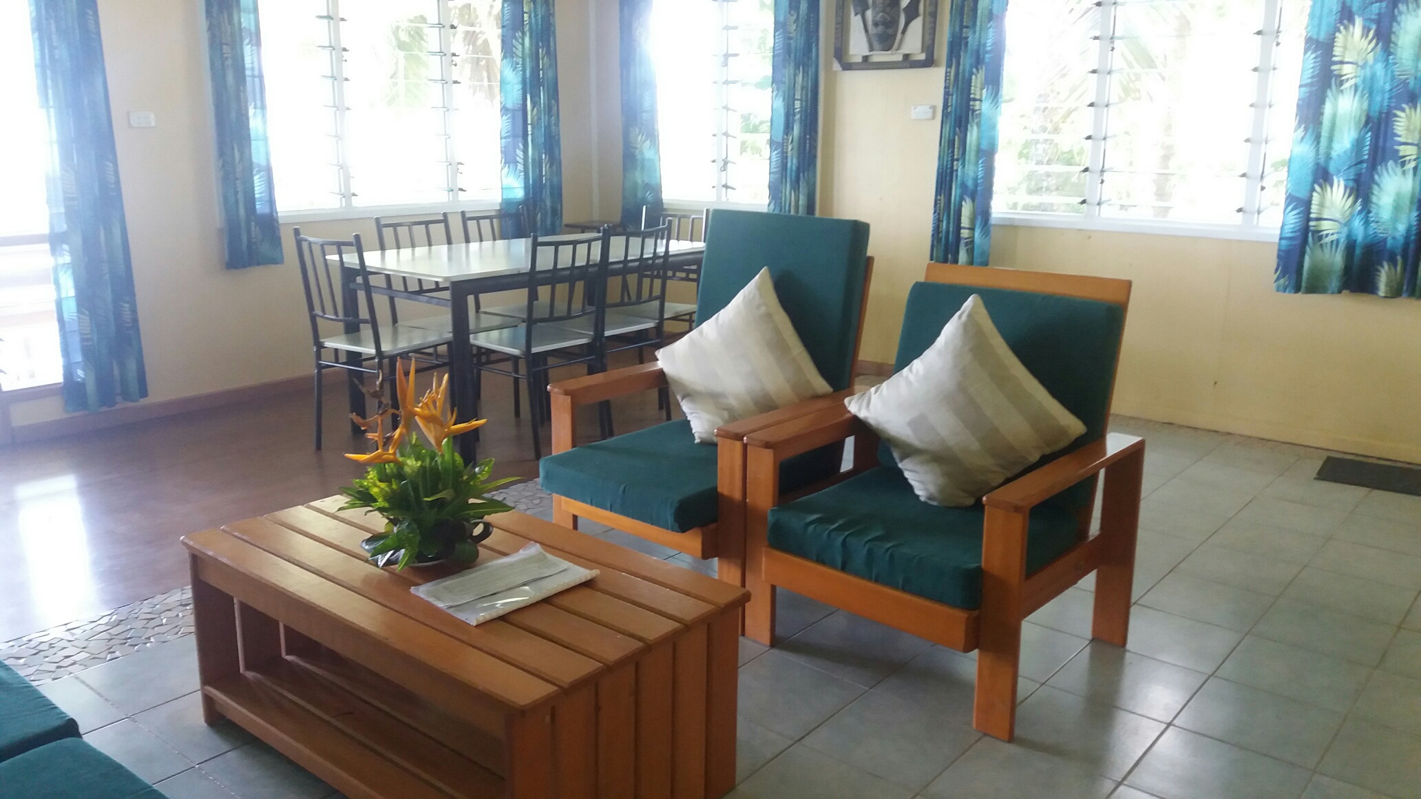 The lounge of the Beach House at Daku Resort, Savusavu.